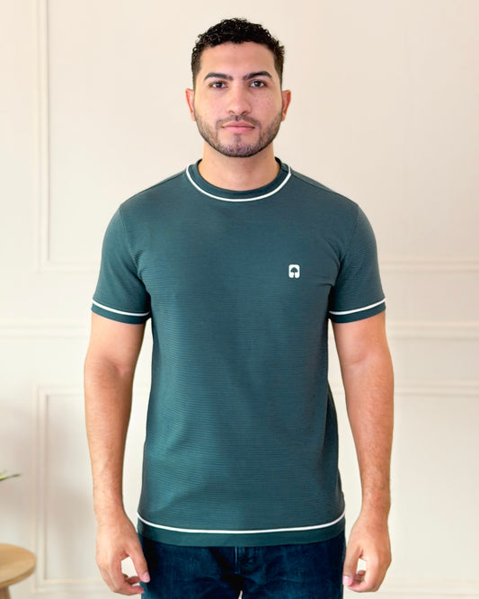 Camiseta verde Ribbed Vivo Contraste — Ceiba
