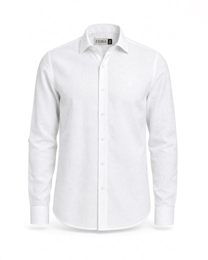 Camisa Manga Larga Lino Blanca — Ceiba