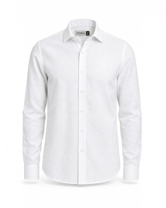 Camisa Manga Larga Lino Blanca — Ceiba