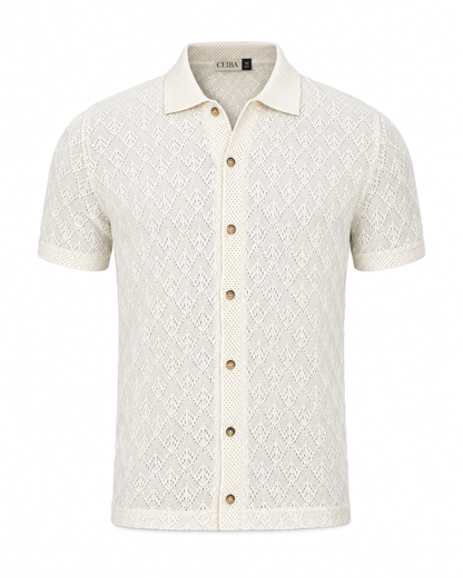 Camisa Manga Corta Crochet Jacquard  - Ceiba