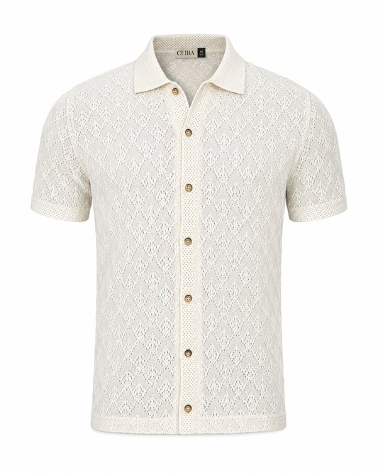 Camisa Manga Corta Crochet Jacquard  - Ceiba