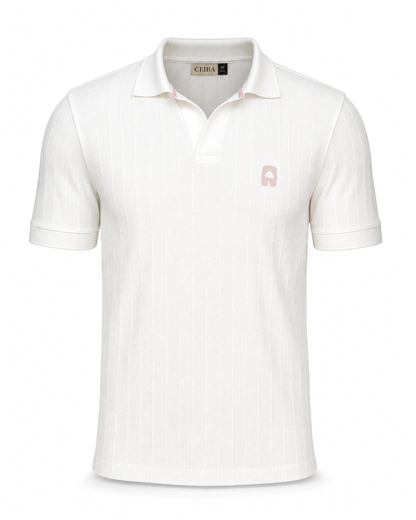 Polo textura Marfil Hiladilla Rosa - Ceiba