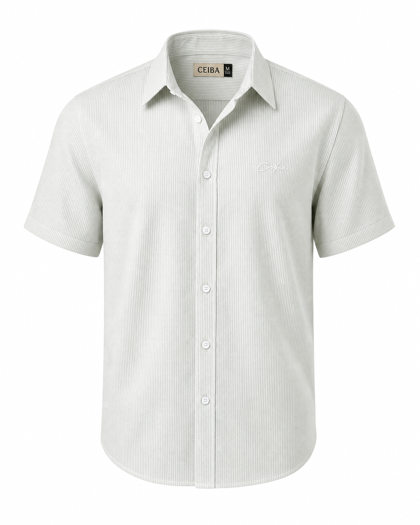 Camisa Manga Corta Lino Raya Clásica — Ceiba
