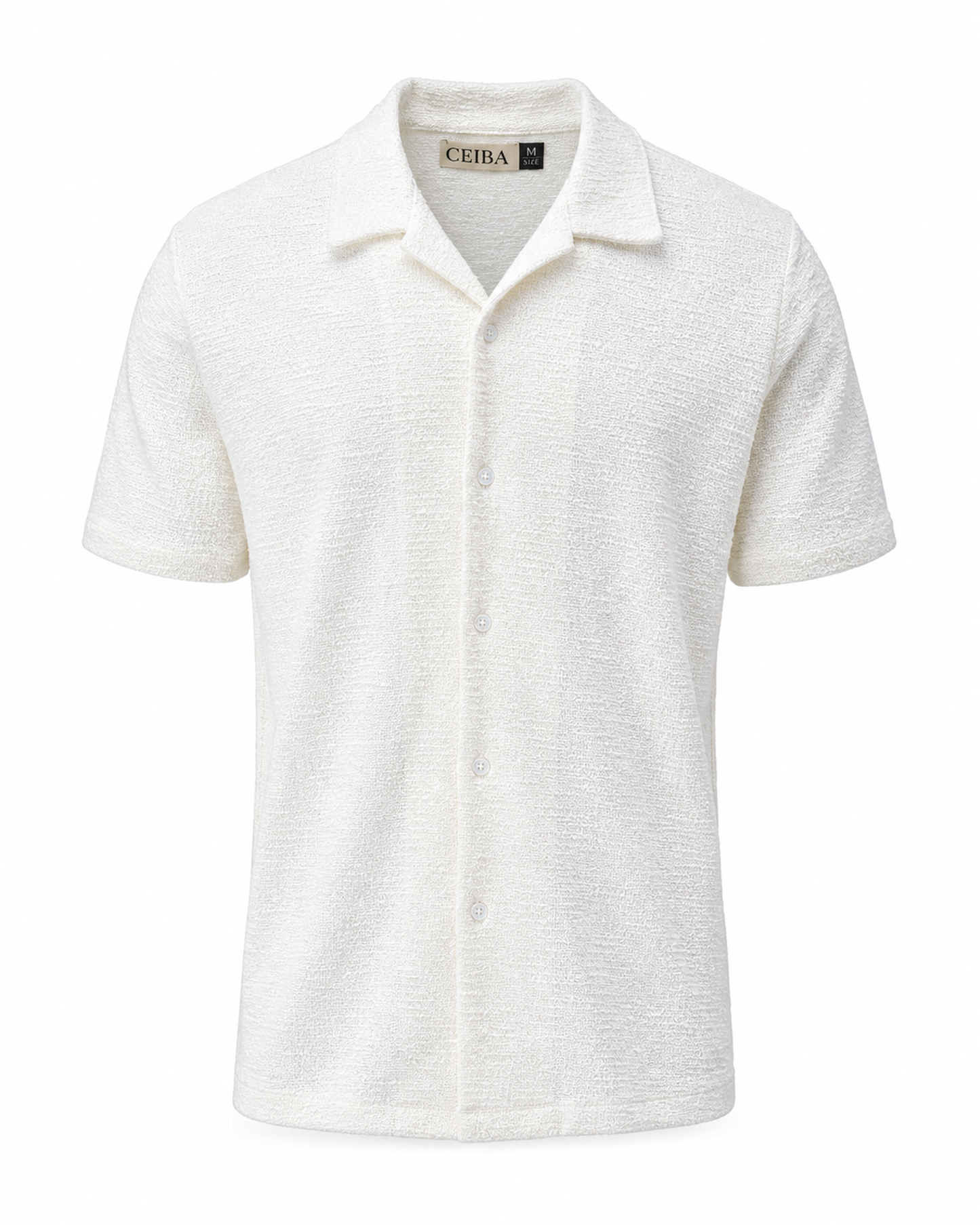 Camisa Cuello Solapa Textura Marfil — Ceiba