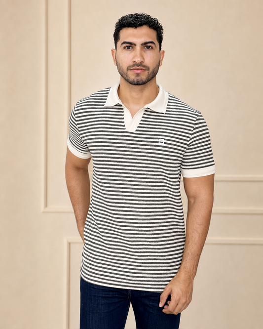 Polo textura Rayas Cuello y puños Jacquard - Ceiba