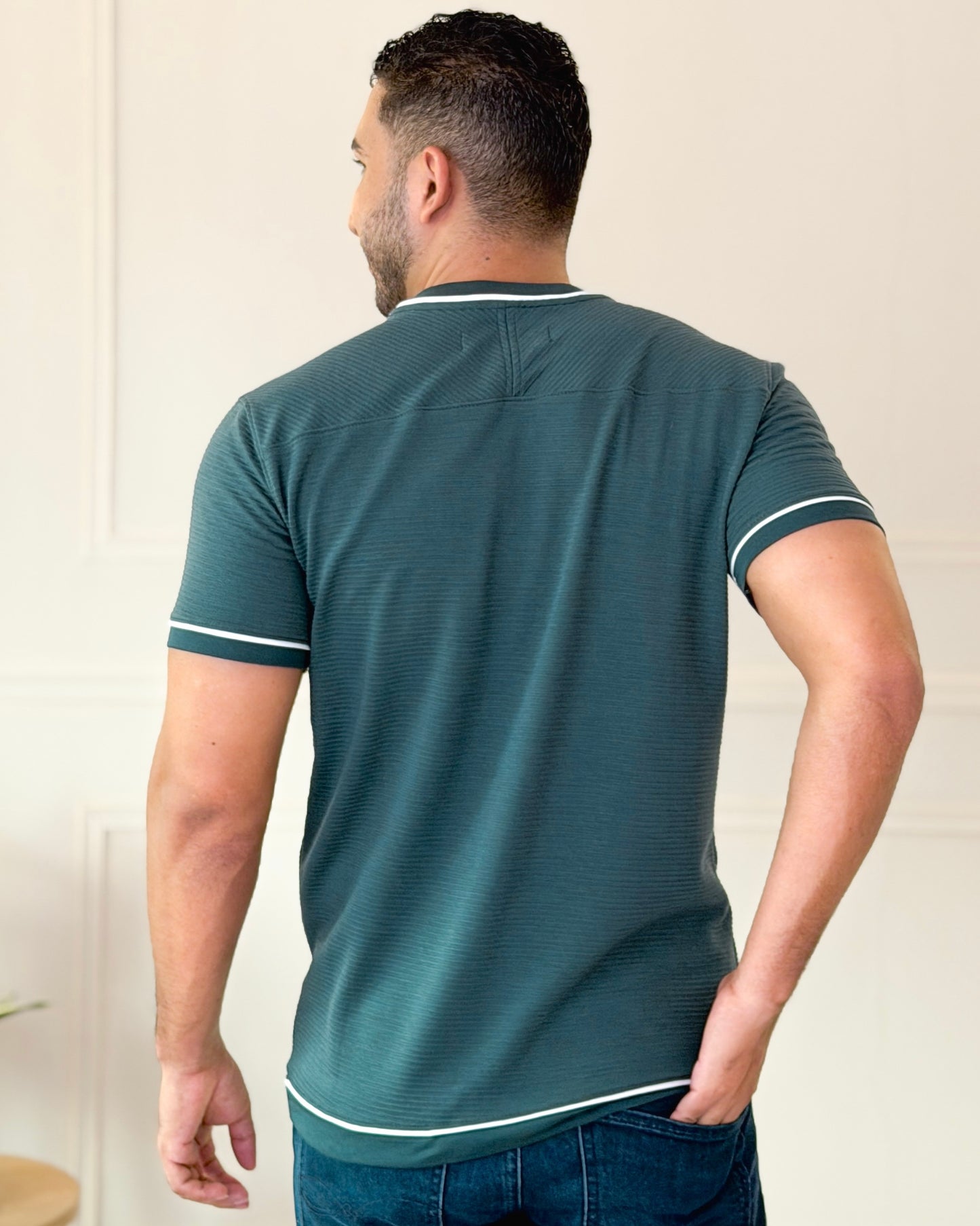 Camiseta verde Ribbed Vivo Contraste — Ceiba