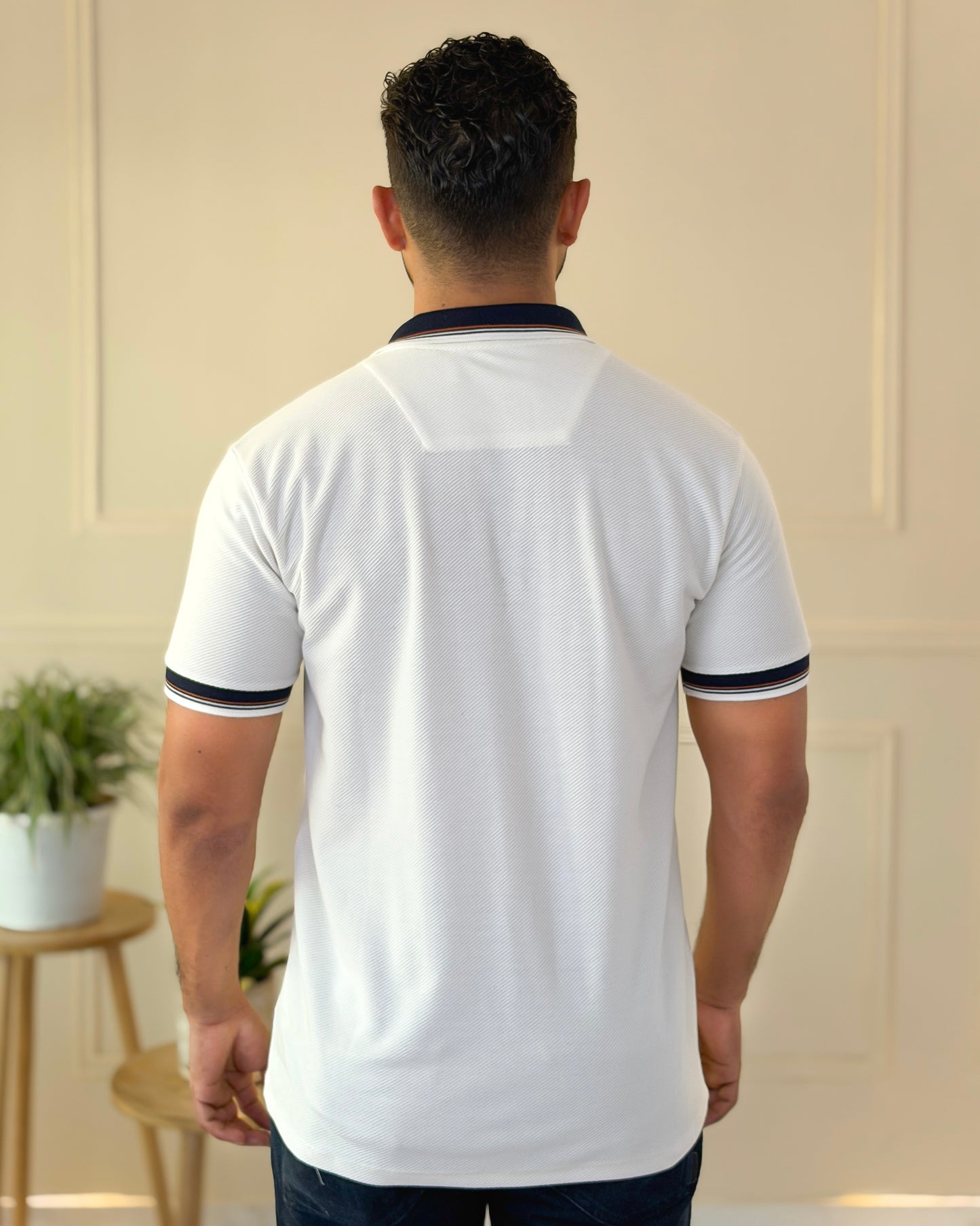 Polo textura diseño líneas Tejido Algodón - Ceiba