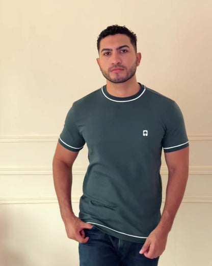 Camiseta verde Ribbed Vivo Contraste — Ceiba